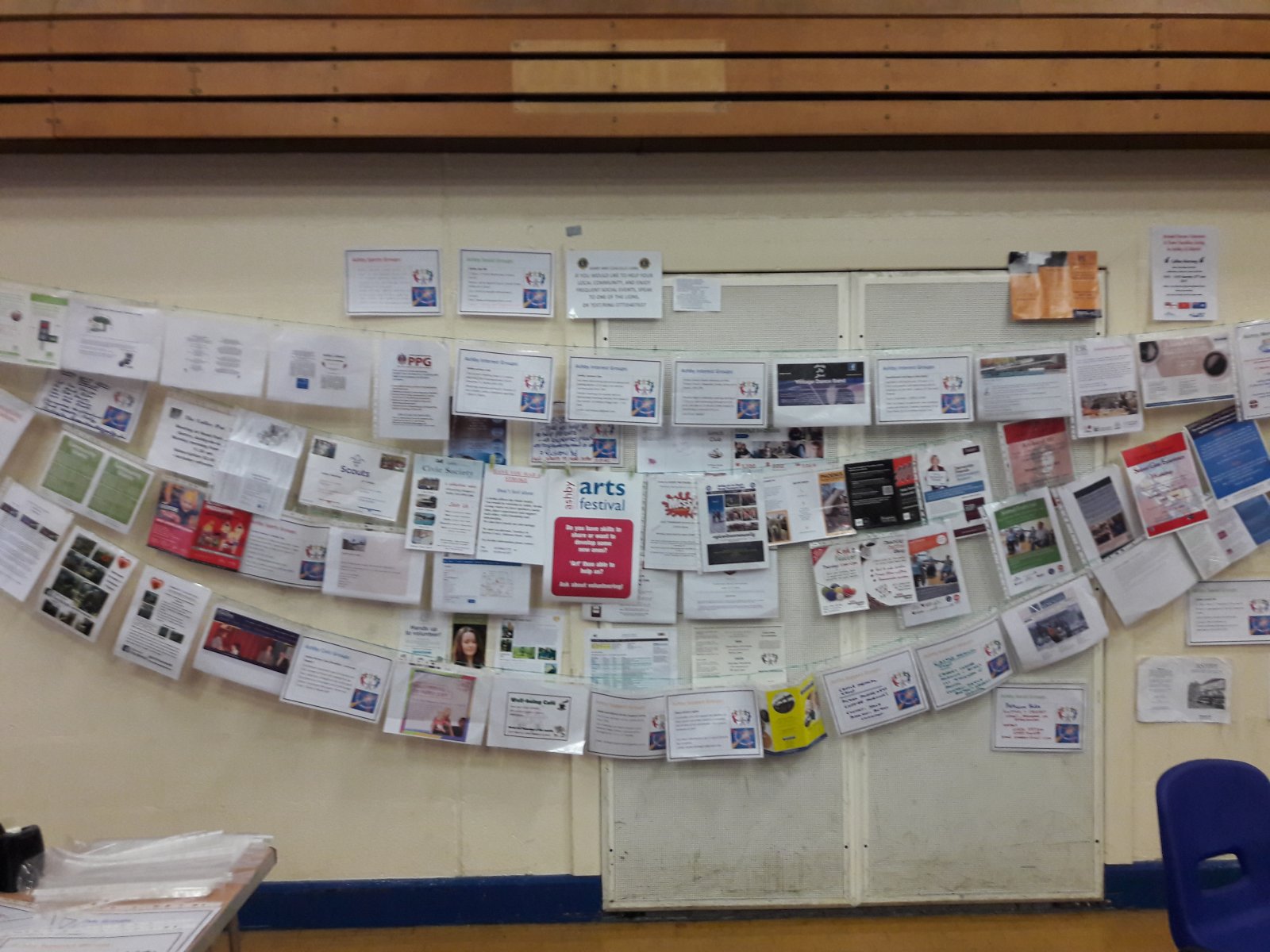 Ashby Community Roadshow 'Wall of Fame' with details of Local Groups and Activities