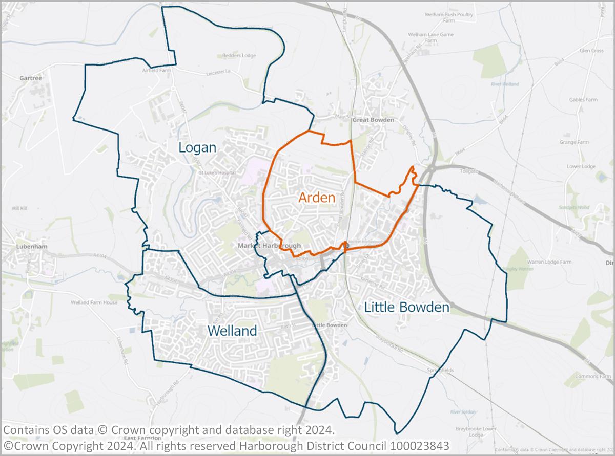 Map showing Market Harborough neighbourhood forum boundaries